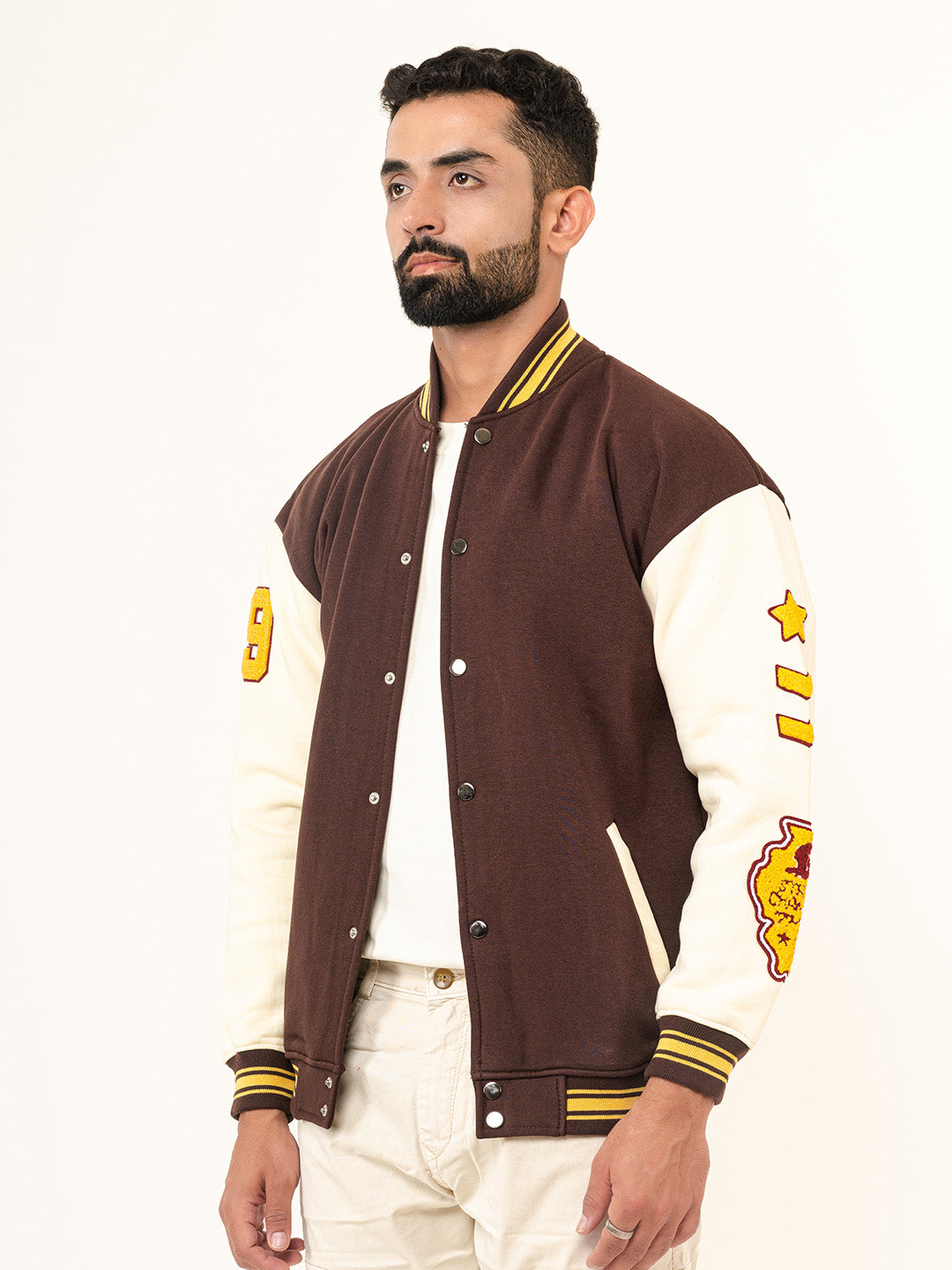 Brown God Of Hope Printed Varsity Jacket (Unisex)