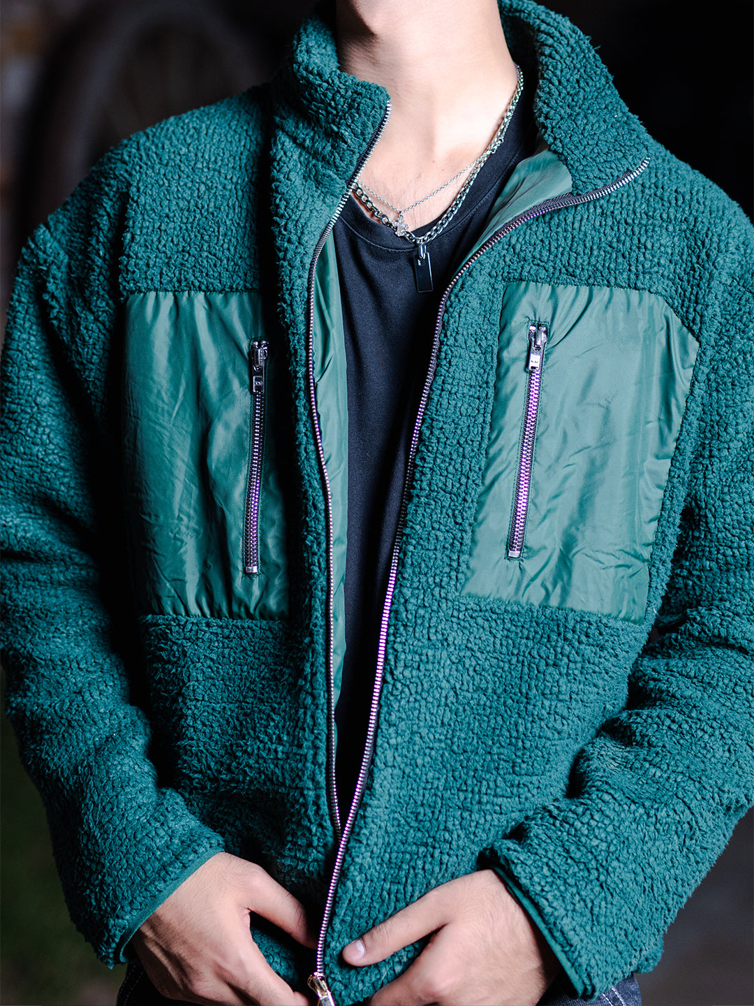 Green Fleece Sherpa Jacket (Unisex)