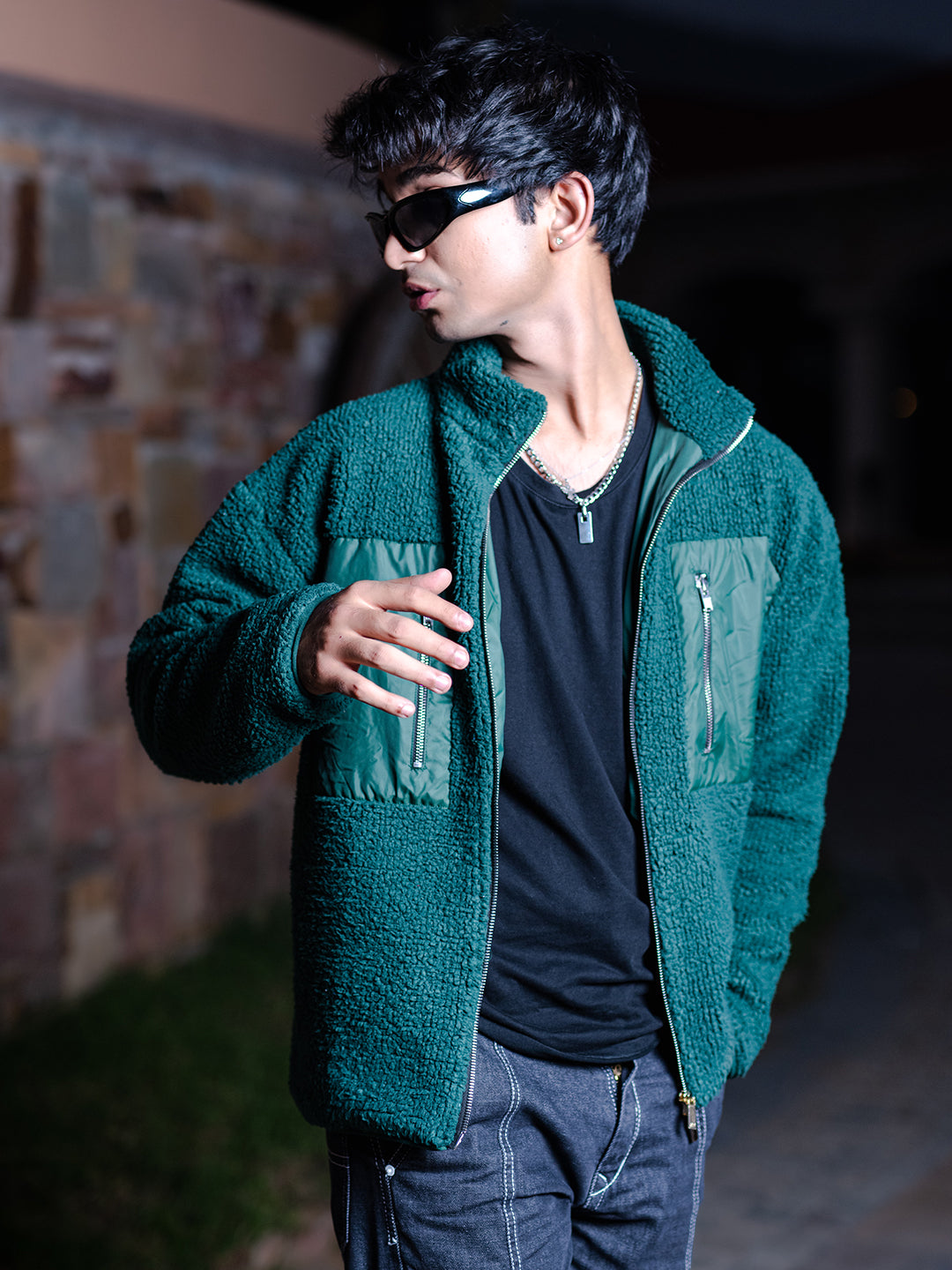 Green Fleece Sherpa Jacket (Unisex)