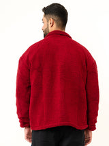 Maroon Fleece Sherpa Jacket