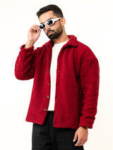 Maroon Fleece Sherpa Jacket