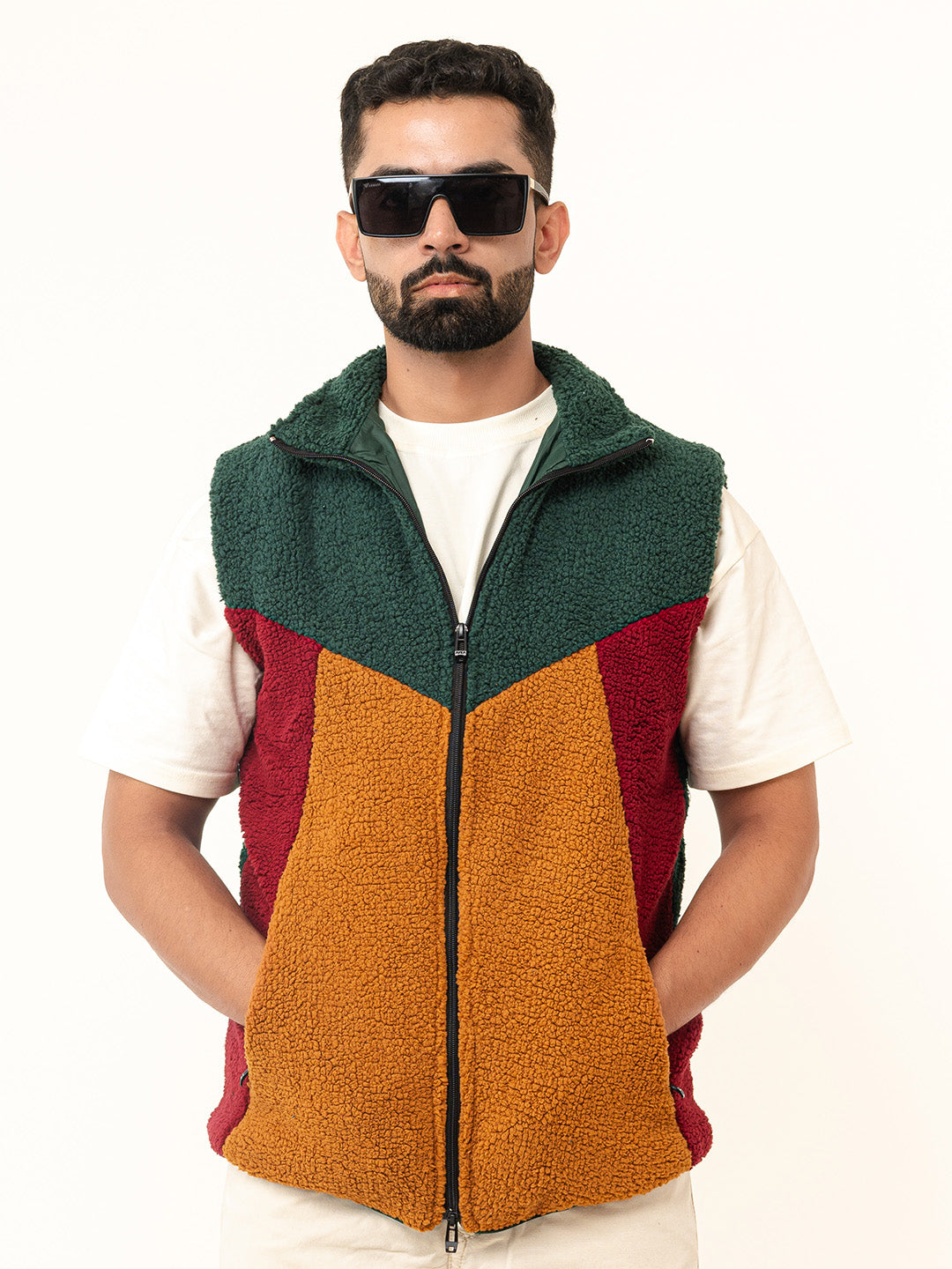 Multi Color Block Fleece Sherpa Jacket (Unisex)