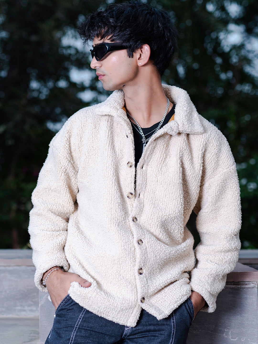 Off White Fleece Sherpa Jacket (Unisex)