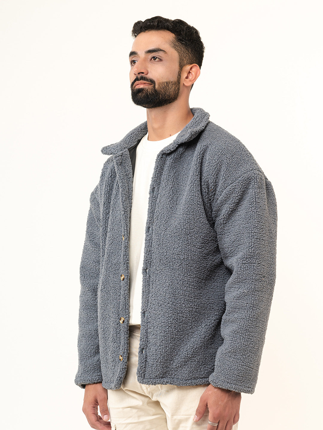 Grey Fleece Sherpa Jacket