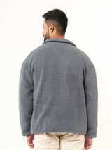 Grey Fleece Sherpa Jacket