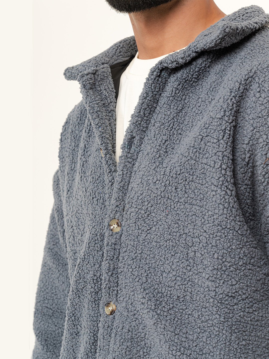 Grey Fleece Sherpa Jacket