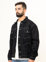 Contrast stitch Black Denim Jacket