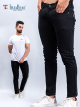 Solid Black Knitted Jeans