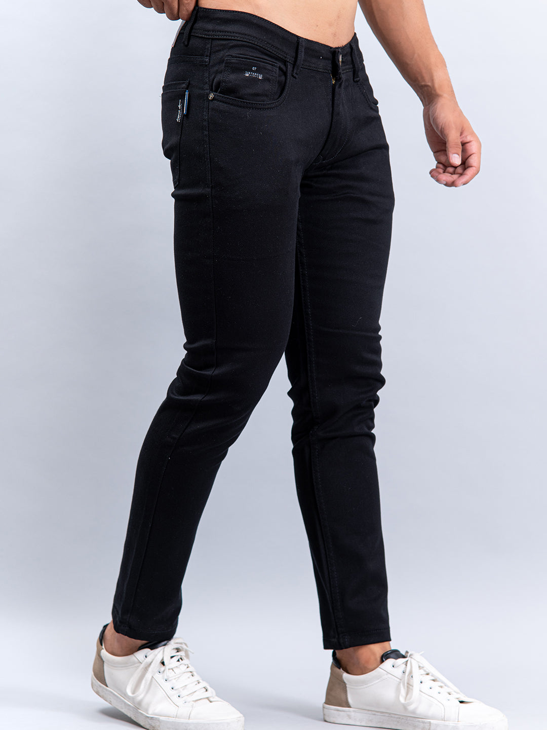 Solid Black Knitted Jeans