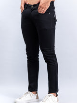 Solid Black Knitted Jeans