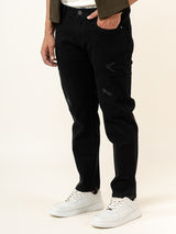 Black Distressed Loose Ankle Stretchable 
Mens Jeans