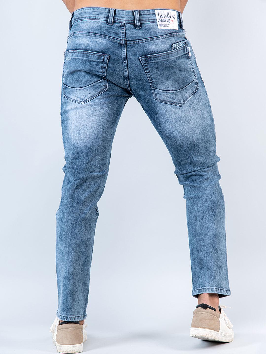 Light Blue Skinny Ankle Fit Mens Denim Jeans