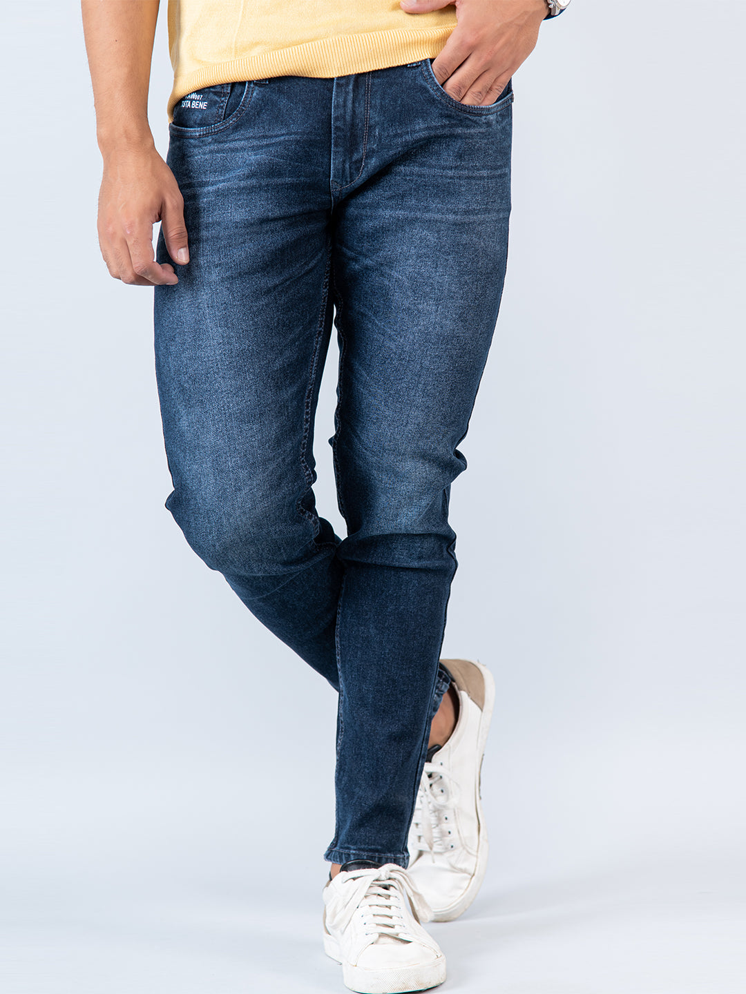 Dark Blue Skinny Ankle Fit Mens Denim Jeans