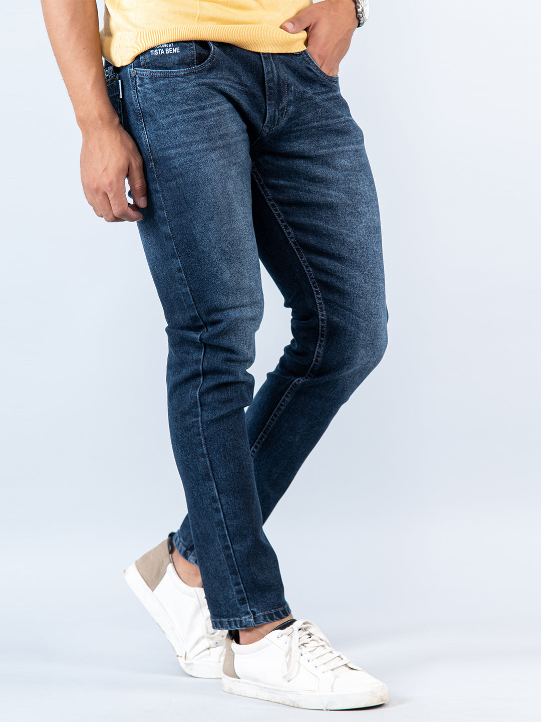 Dark Blue Skinny Ankle Fit Mens Denim Jeans