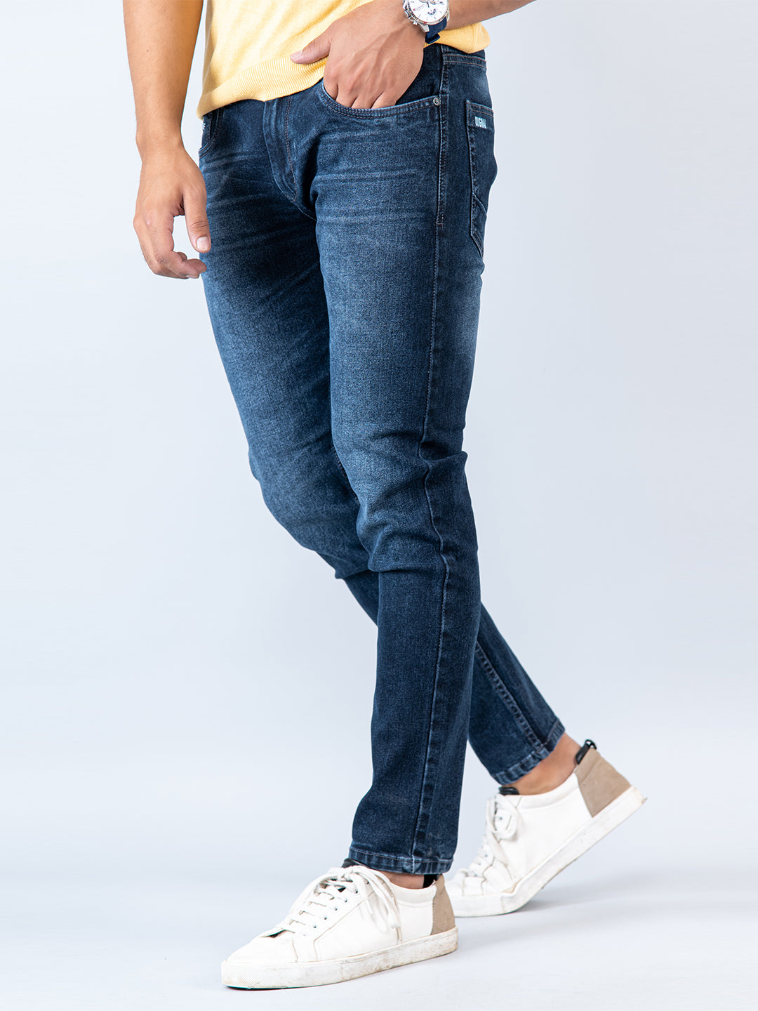 Dark Blue Skinny Ankle Fit Mens Denim Jeans