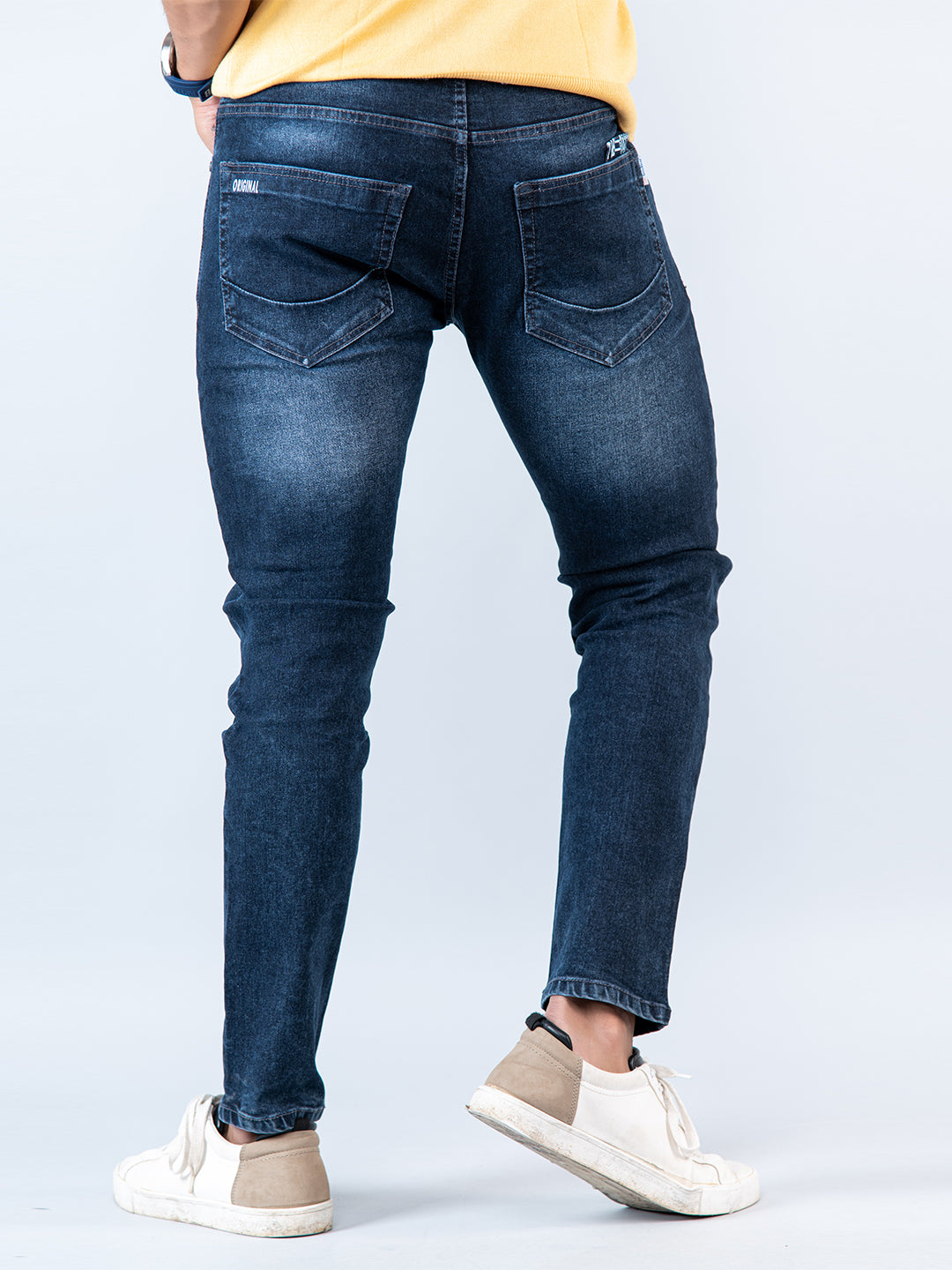 Dark Blue Skinny Ankle Fit Mens Denim Jeans