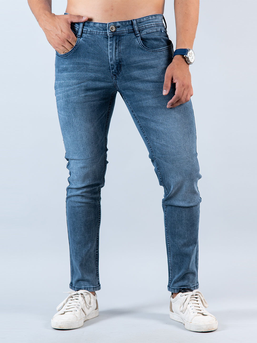 Grey Skinny Ankle Fit Mens Denim Jeans