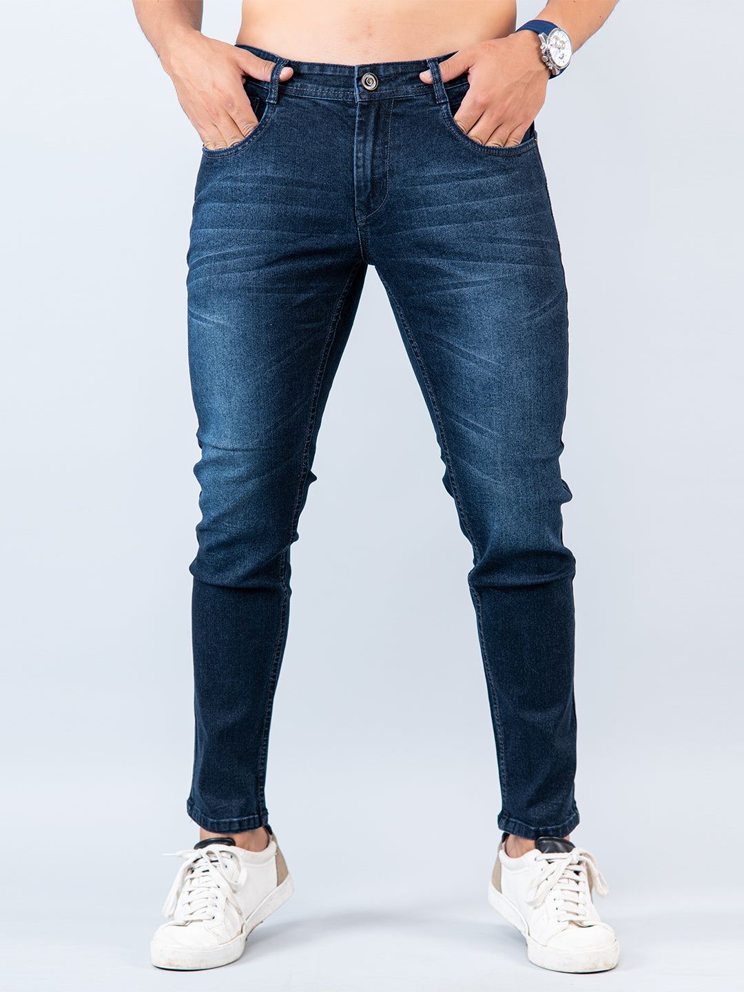 dark blue skinny ankle fit mens denim jeans