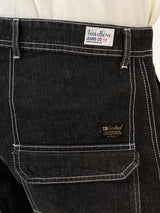 Black Flared Straight Fit Denim Cargo Jeans