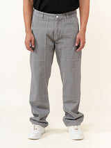 Grey Flared Straight Fit Denim Cargo Jeans