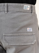 Grey Flared Straight Fit Denim Cargo Jeans