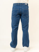 Blue Flared Straight Fit Denim Cargo Jeans