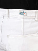 White Flared Straight Fit Denim Cargo Jeans