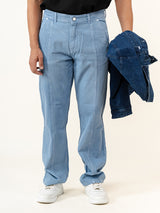 Ice Blue Flared Straight Fit Denim Cargo