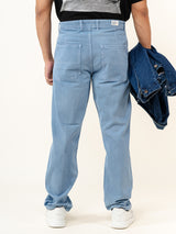 Ice Blue Flared Straight Fit Denim Cargo