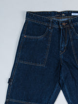 Blue Flared Straight Fit Denim Cargo