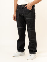 Carbon Black Straight-Flared Fit Denim Cargo