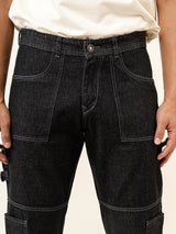 Carbon Black Straight-Flared Fit Denim Cargo