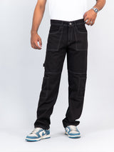 black stright fit denim cargo 