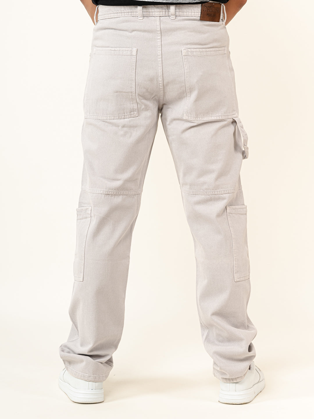 Light Grey Straight Fit Denim Cargo