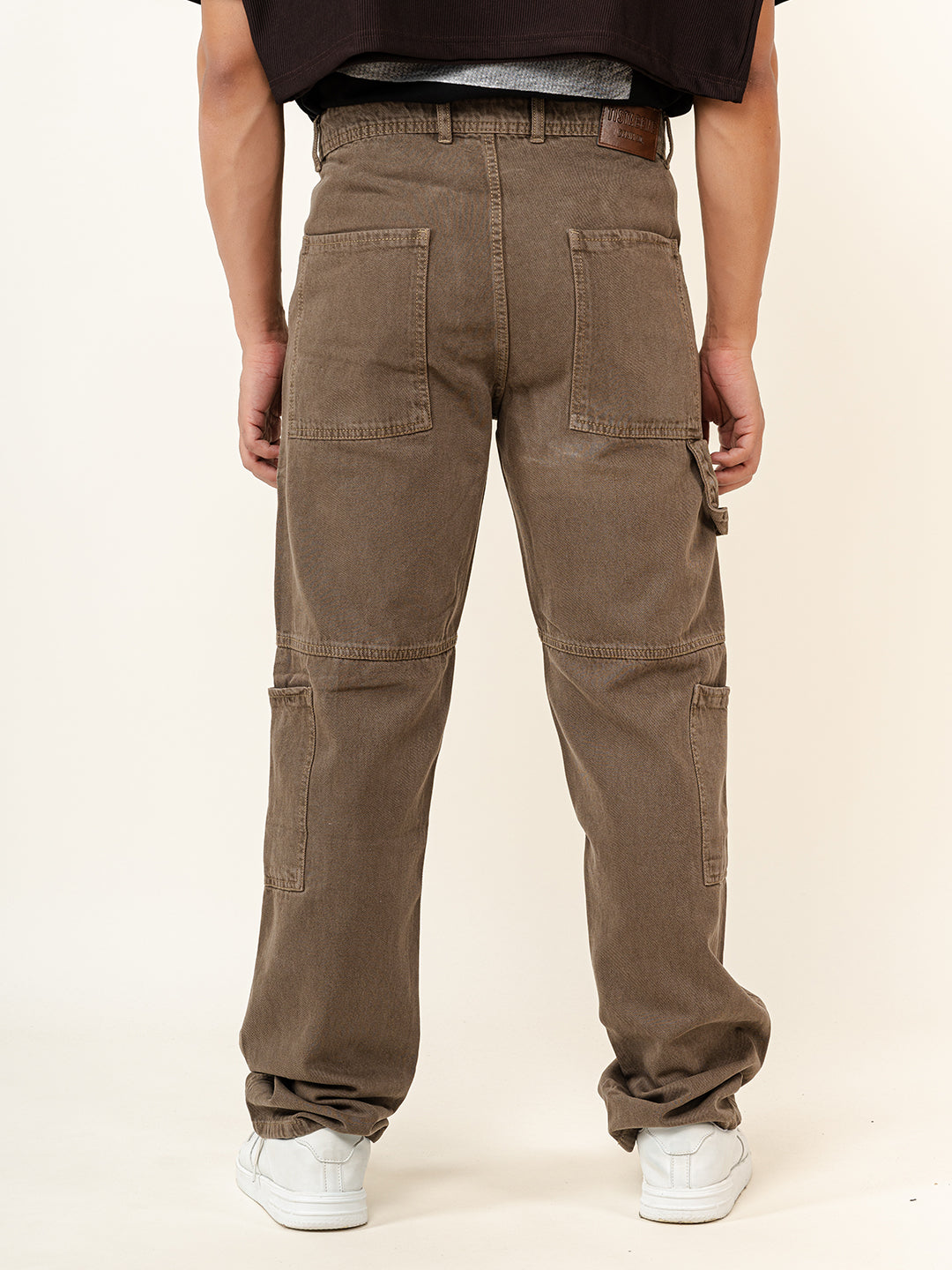 Brown Straight Fit Denim Cargo