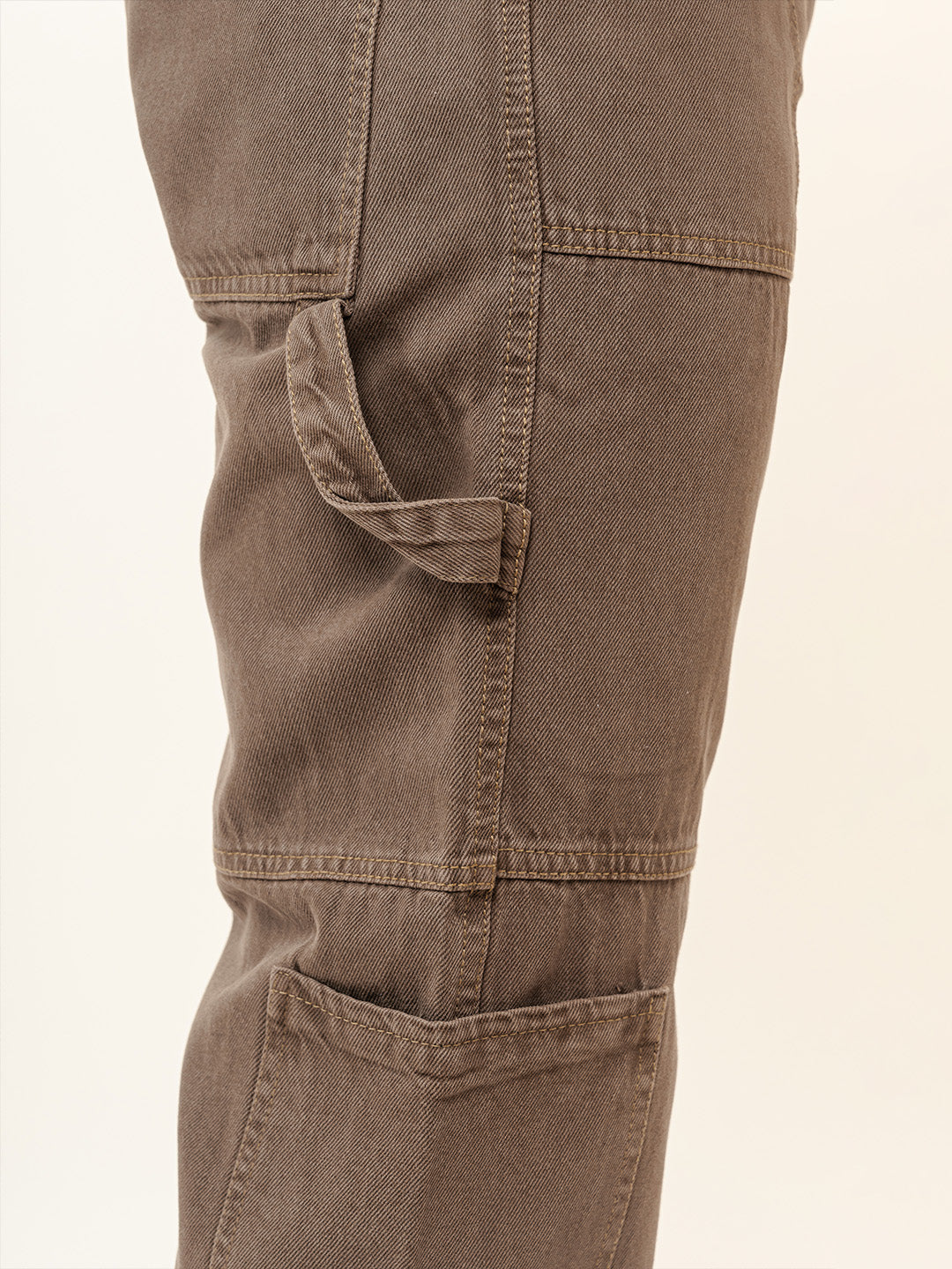 Brown Straight Fit Denim Cargo