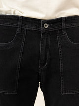 Carbon Black Comfort-Fit Cargo Denim Jeans