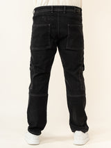 Carbon Black Comfort-Fit Cargo Denim Jeans