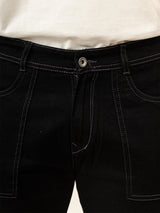 Black Comfort-Fit Cargo Denim Jeans