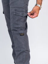 Grey Baggy-Fit Cargo Denim Jeans