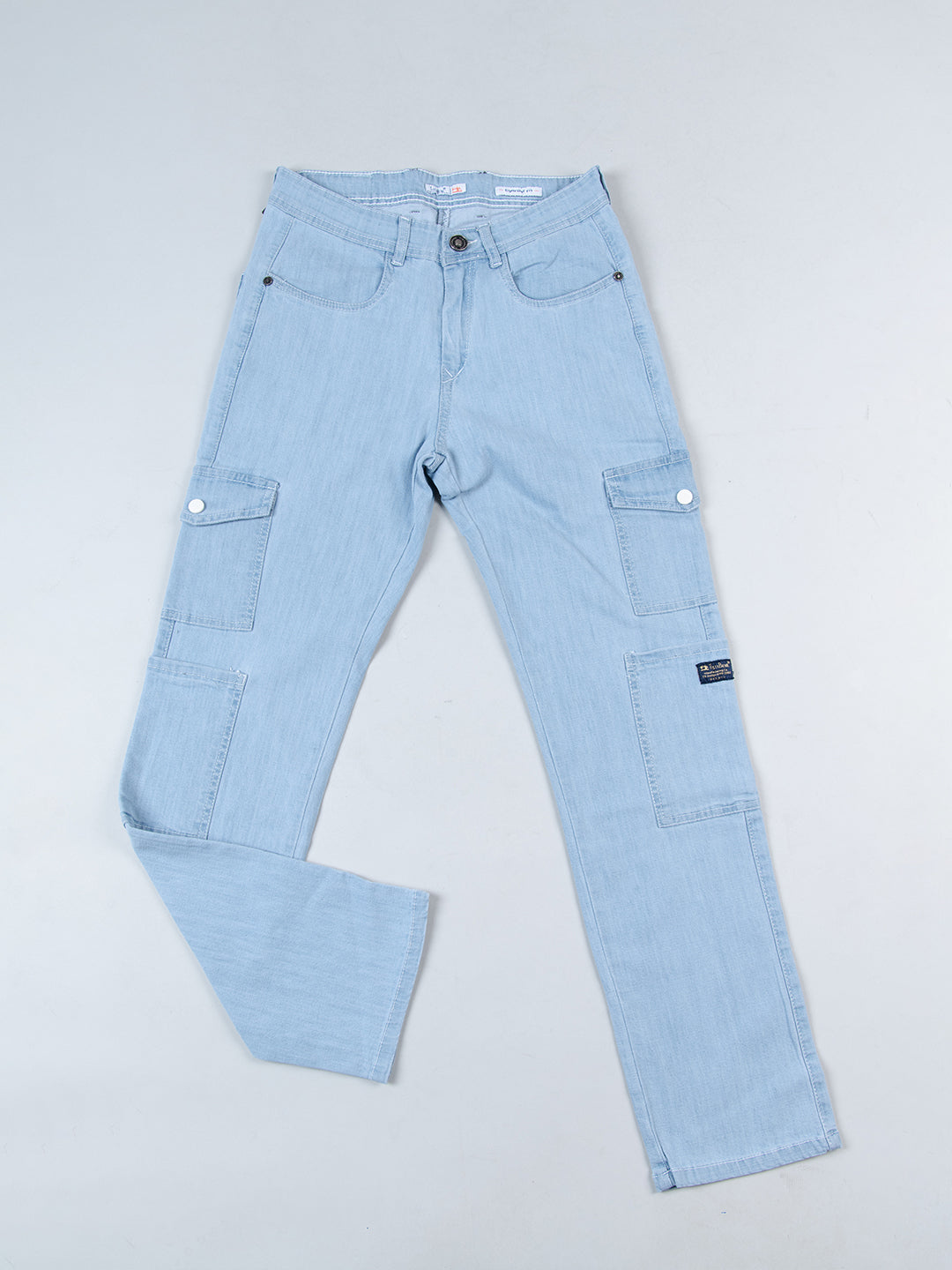 Light Blue Baggy-Fit Cargo Denim Jeans