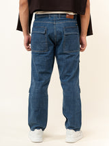 Blue Cargo Baggy Fit Denim Jeans