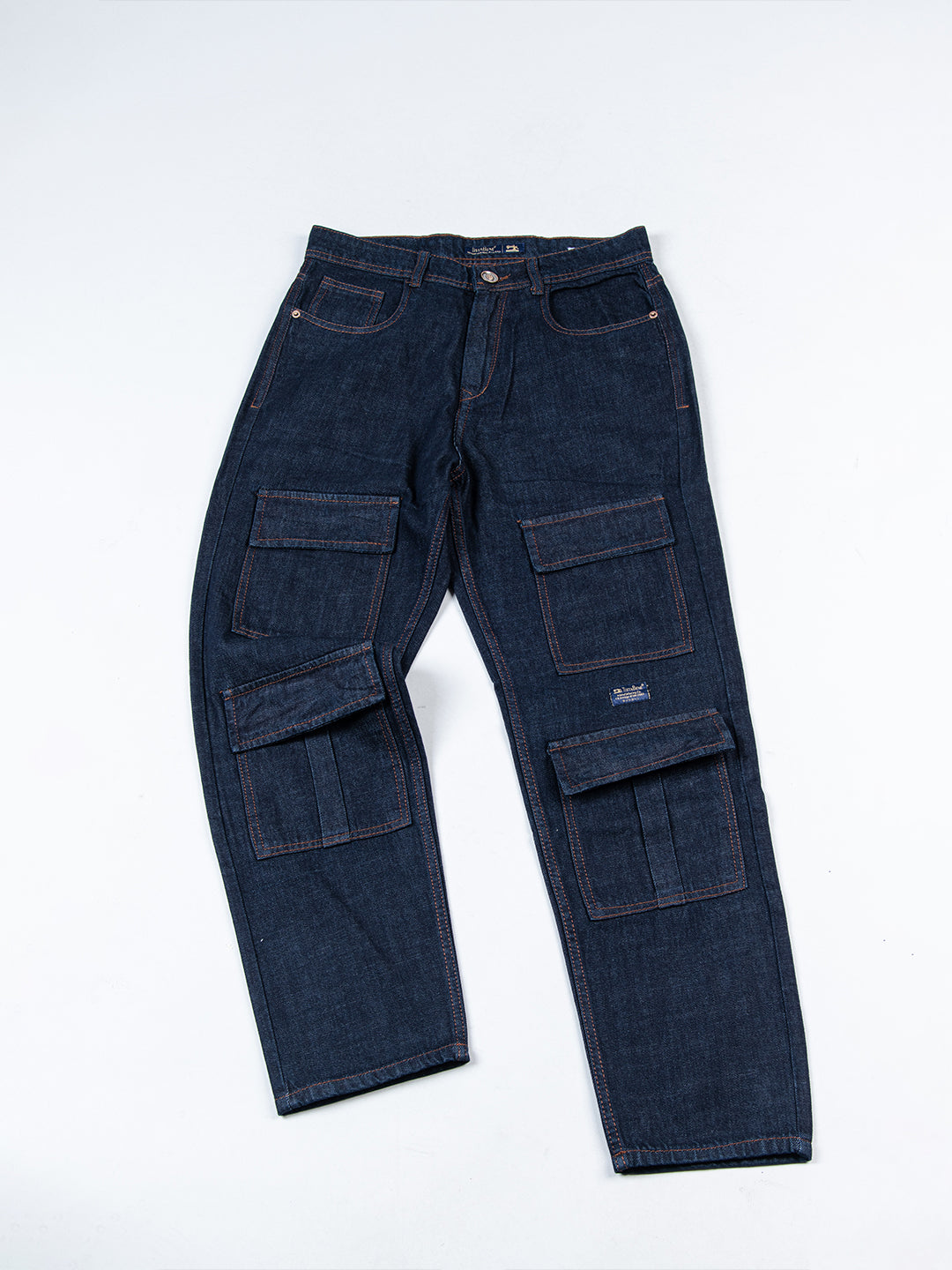 Navy Blue Cargo Baggy Fit Denim Jeans