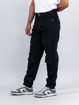 Black Cargo Baggy Fit Denim Jeans