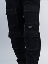 Black Cargo Baggy Fit Denim Jeans