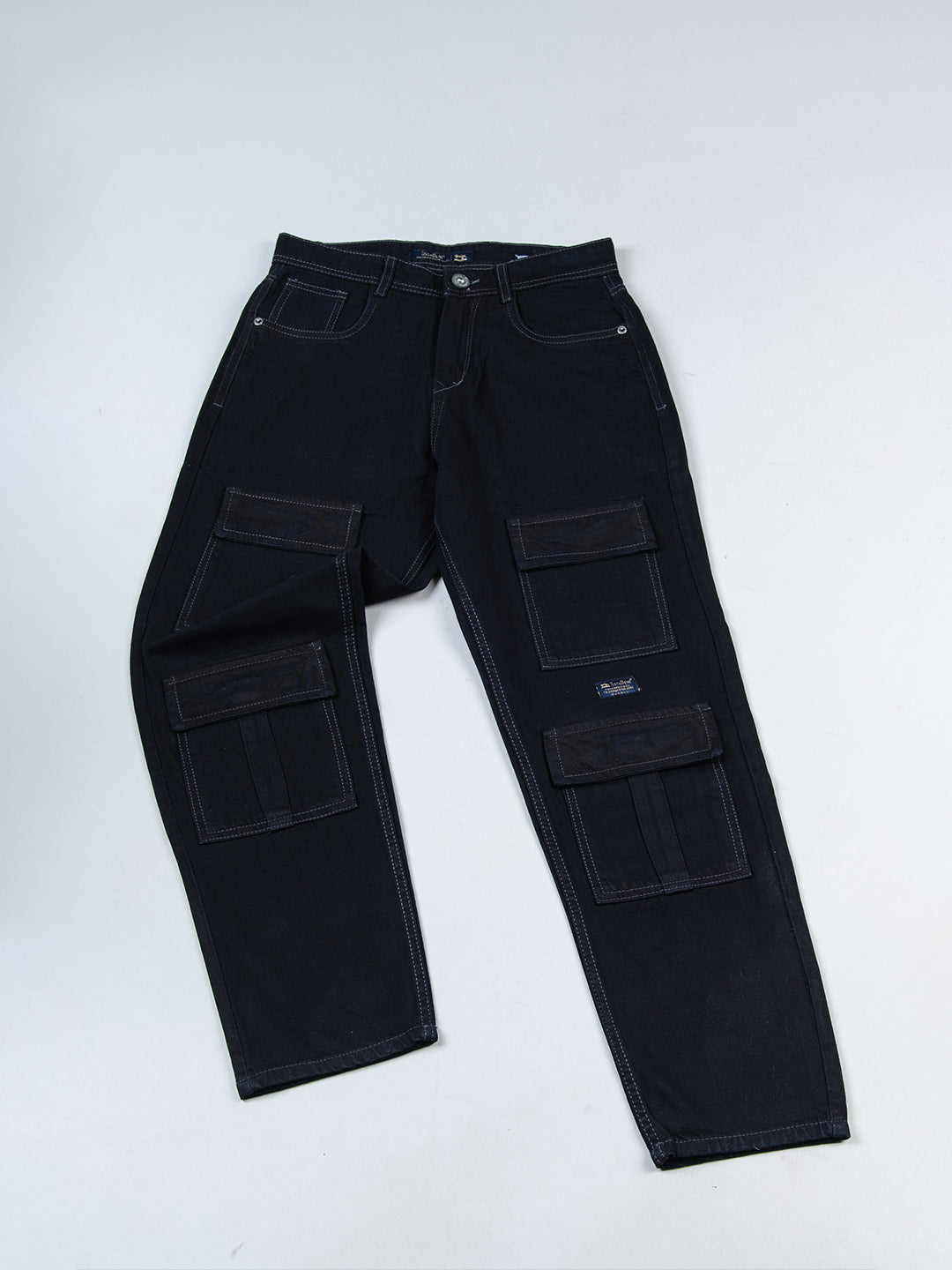 Black Cargo Baggy Fit Denim Jeans