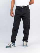 Light Black Cargo Baggy Fit Denim Jeans