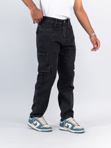 Light Black Cargo Baggy Fit Denim Jeans