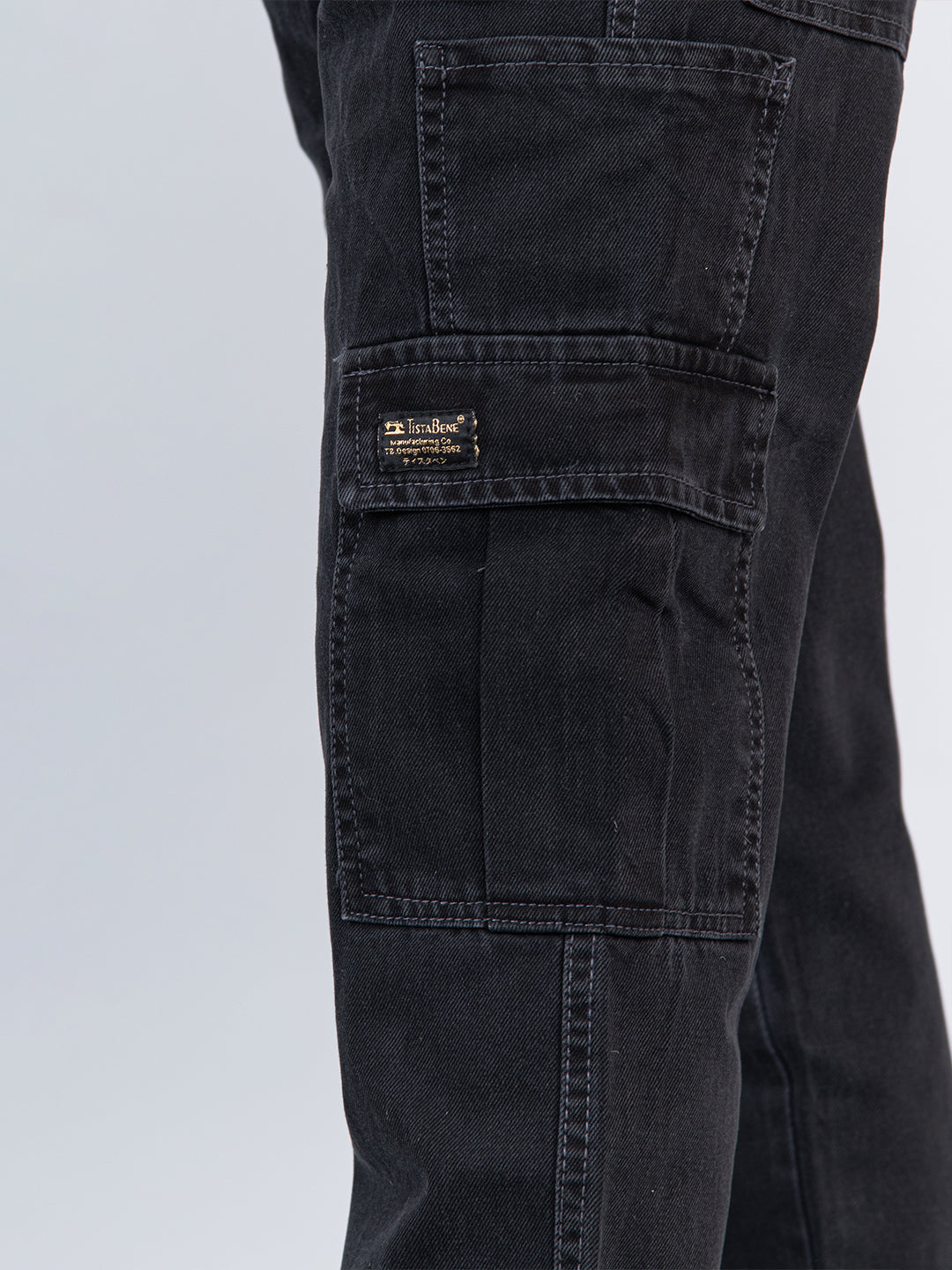 Light Black Cargo Baggy Fit Denim Jeans