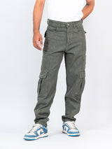 Olive Green Cargo Baggy Fit Denim Jeans